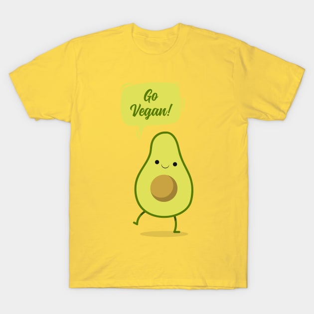 Go Vegan Avocado T-Shirt by vladocar